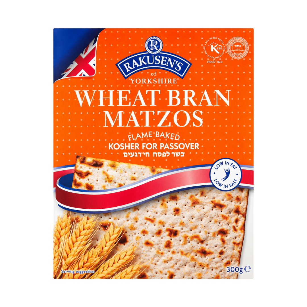 Rakusen’s Wheat Bran Matzos Flame Baked