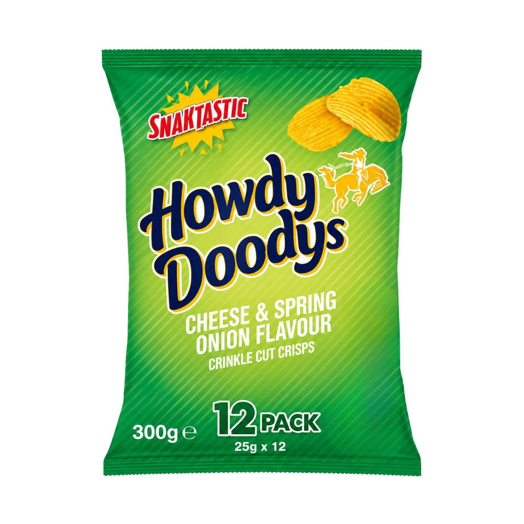 Lidl Snacktastic Howdy Doodys Cheese & Spring Onion Crinkle Crisps