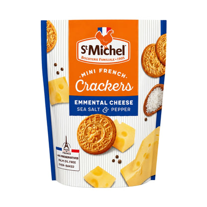 St Michel Mini French Crackers Emmental Cheese, Sea Salt & Pepper
