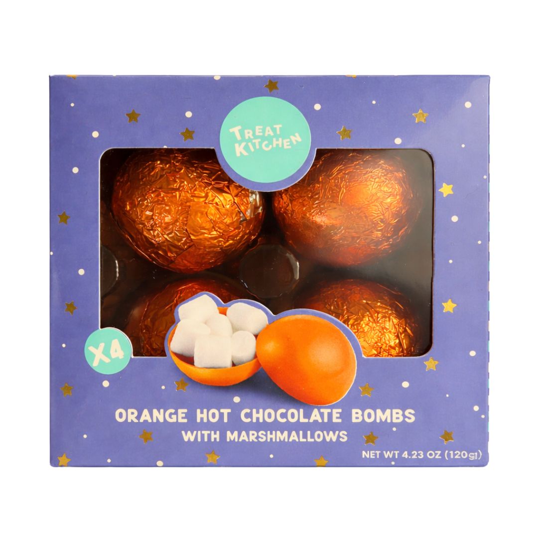 Treat Kitchen Orange Hot Chocolate Bombs with Marshmallows