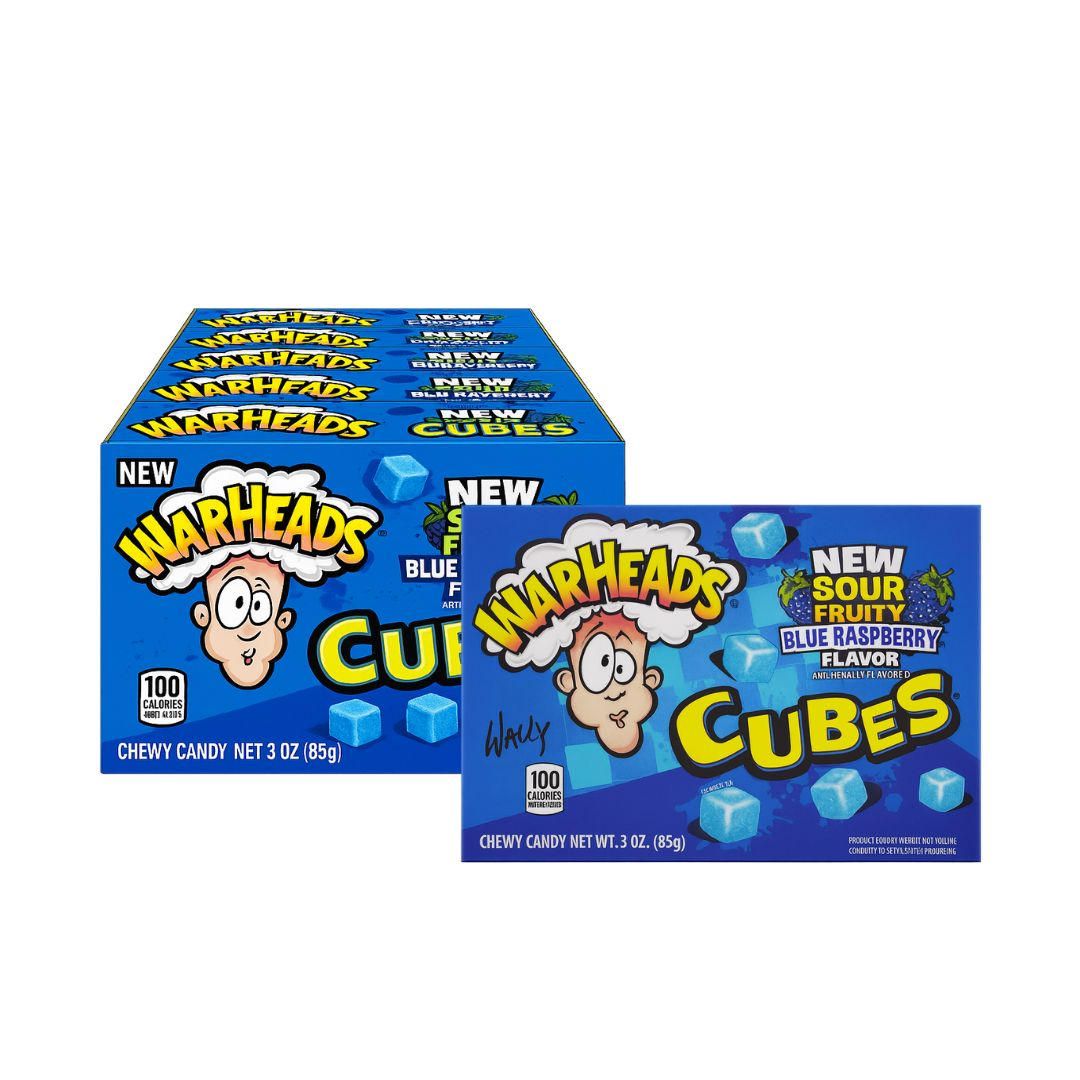 Warheads Sour Fruity Blue Raspberry Cubes USA Sweets