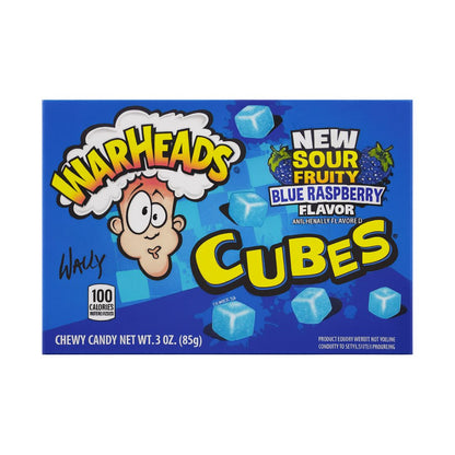 USA Sweets Warheads Sour Fruity Blue Raspberry Cubes