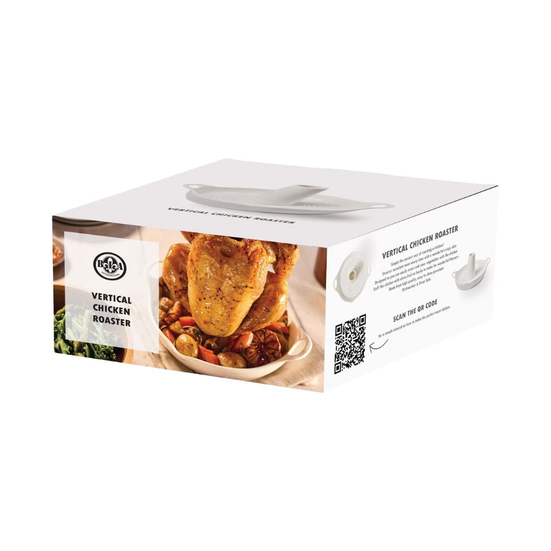 White Vertical Chicken Roaster Pan