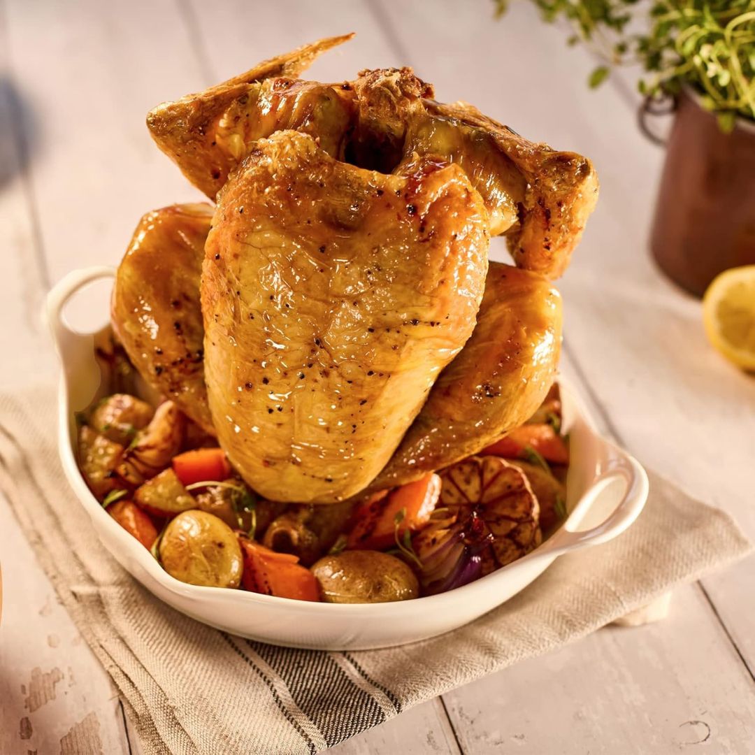 White Vertical Chicken Roaster Pan