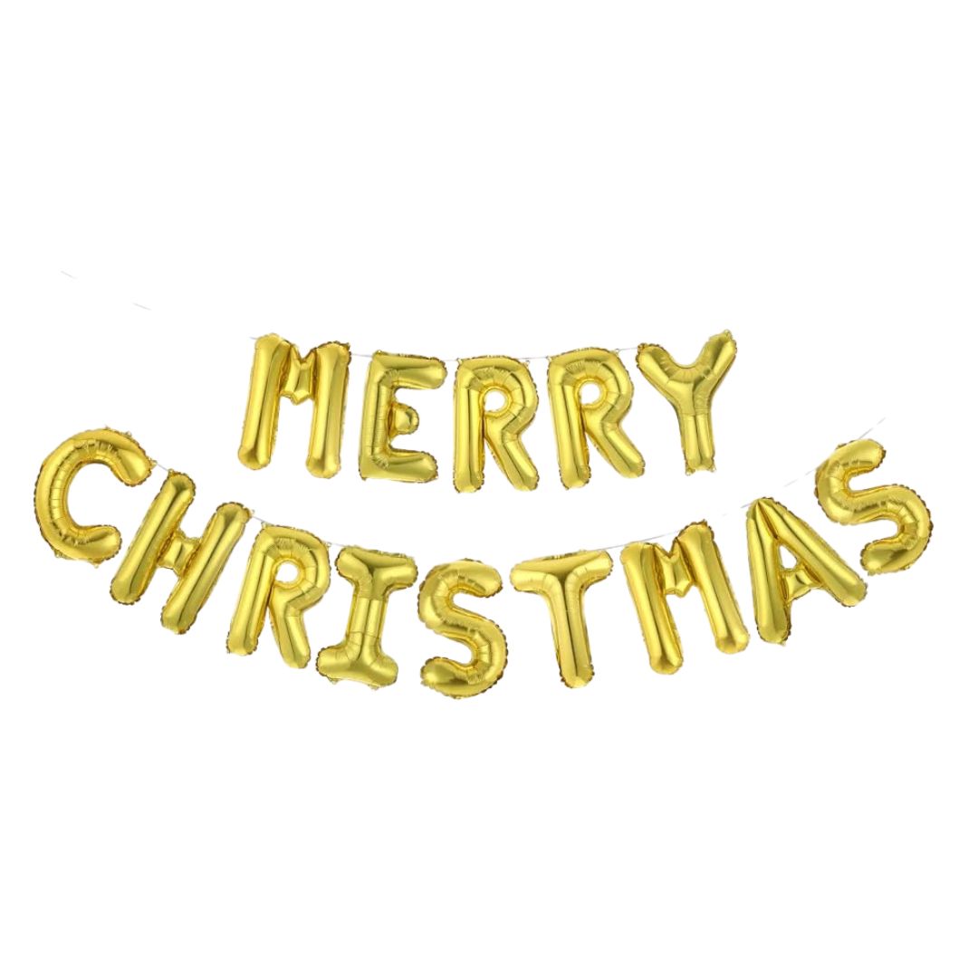 Merry Christmas Gold Foil Letter Balloons