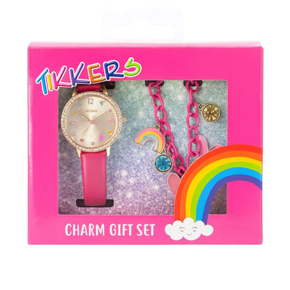 Tikkers Pink Multi Icon Watch Charm Gift Set
